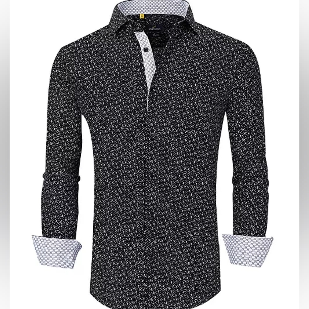 ss ShirtsAzaro UomoMen's Slim Fit Business Nautical Button Down Dress Shirt S